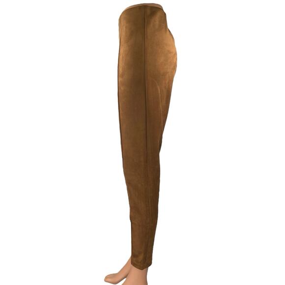 Ann Taylor LOFT Brown Faux Suede Skinny Leg High Waisted Trousers Dress Pants M - Picture 2 of 5